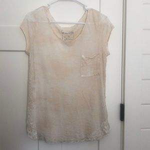 Free People burnout tee with lace detail